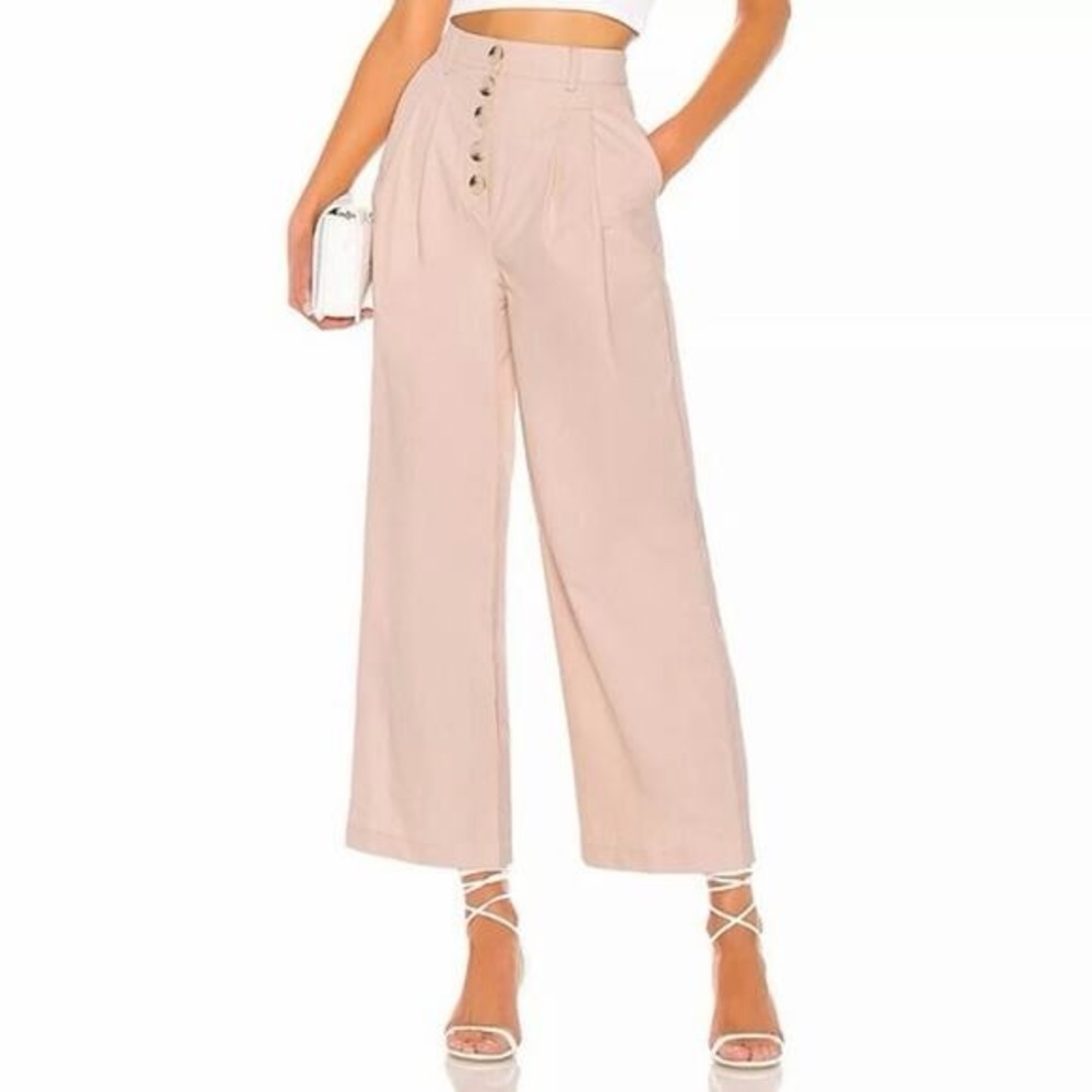 L’Academie Blush High-Waisted Wide-Leg pants